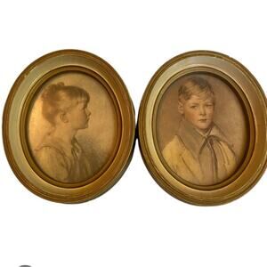 Vtg. “Charlotte & Peter” Oval Portraits Arthur Garrett, 16 In